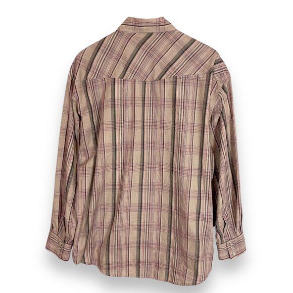 Vintage Trailblazer Western Shirt Plaid‎ Men Size XL Neutral Muted Rockabilly - Picture 2 of 9